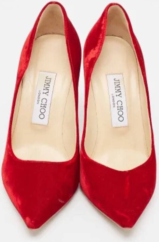 Jimmy Choo Pre-owned Velvet heels Red Dames