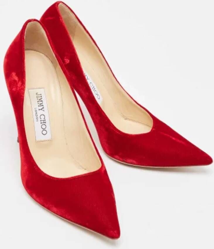 Jimmy Choo Pre-owned Velvet heels Red Dames