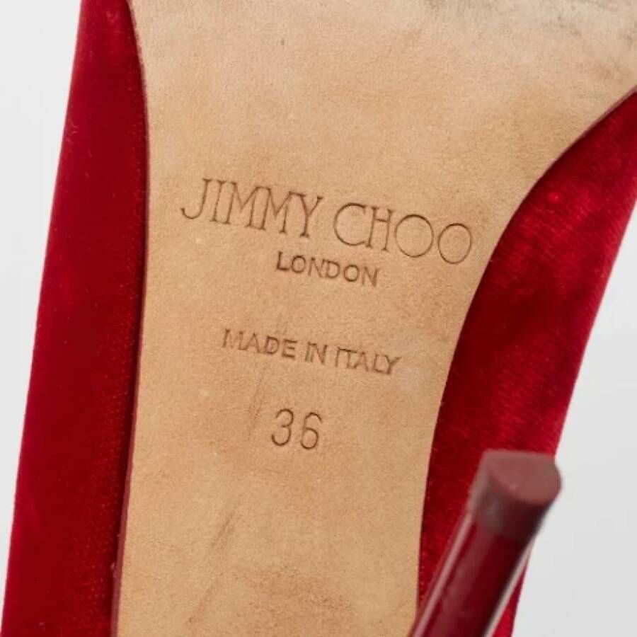 Jimmy Choo Pre-owned Velvet heels Red Dames