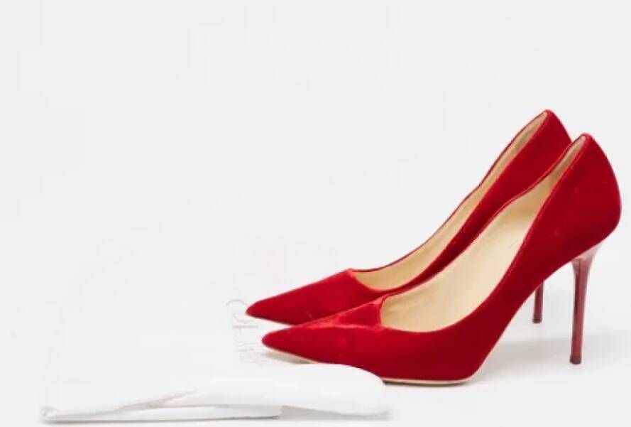 Jimmy Choo Pre-owned Velvet heels Red Dames