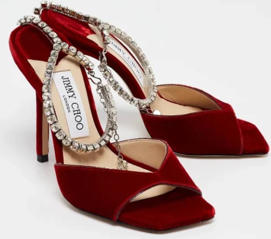 Jimmy Choo Pre-owned Velvet sandals Red Dames