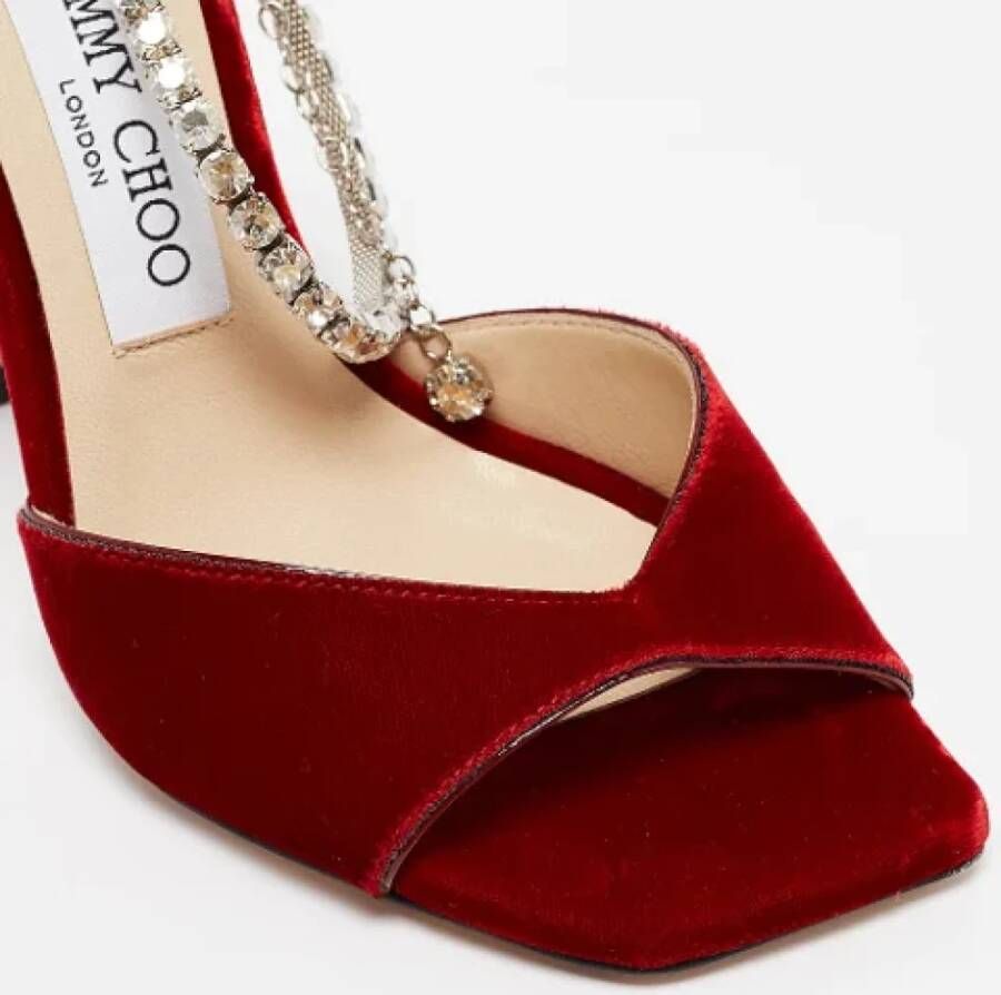 Jimmy Choo Pre-owned Velvet sandals Red Dames