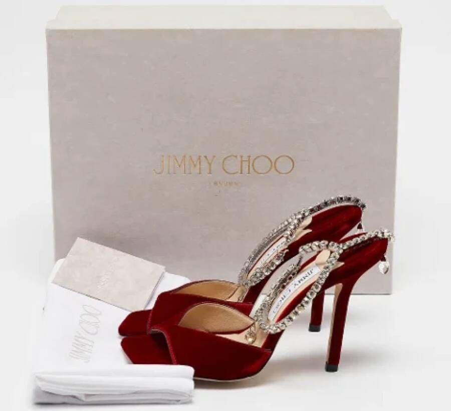 Jimmy Choo Pre-owned Velvet sandals Red Dames