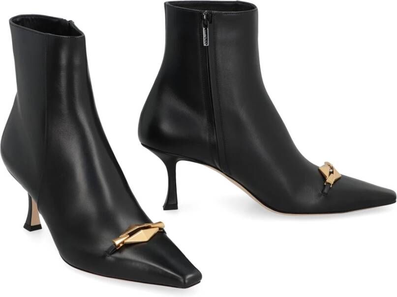 Jimmy Choo Puntige Neus Leren Enkellaarzen Black Dames