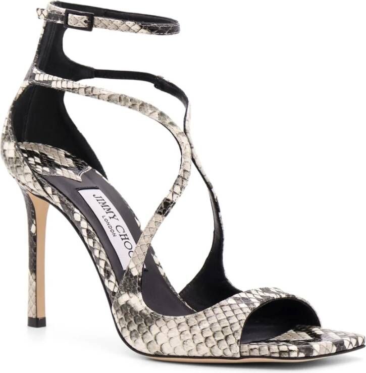 Jimmy Choo Python Print Leren Sandalen met Stiletto Hak Gray Dames