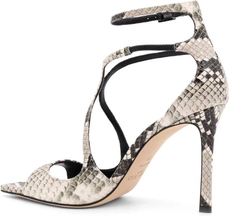 Jimmy Choo Python Print Leren Sandalen met Stiletto Hak Gray Dames