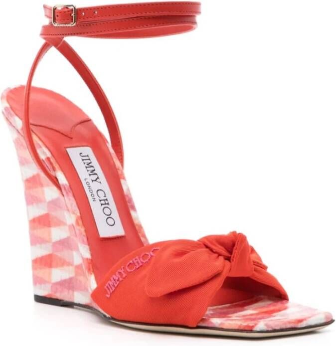 Jimmy Choo Rode Canvas Richelle Sandalen met Hak Red Dames