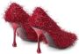 Jimmy Choo Rode Faux-Fur Instap Hakken Red Dames - Thumbnail 2