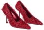 Jimmy Choo Rode Faux-Fur Instap Hakken Red Dames - Thumbnail 3