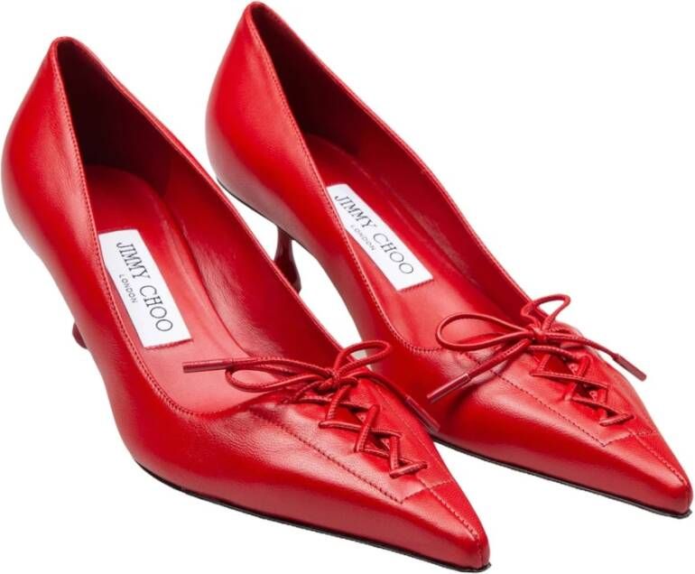 Jimmy Choo Rode Leren Pumps met Veters Red Dames