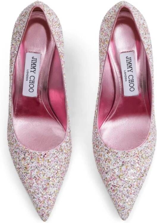 Jimmy Choo Roze Glitter Puntige Neus Stiletto's Pink Dames