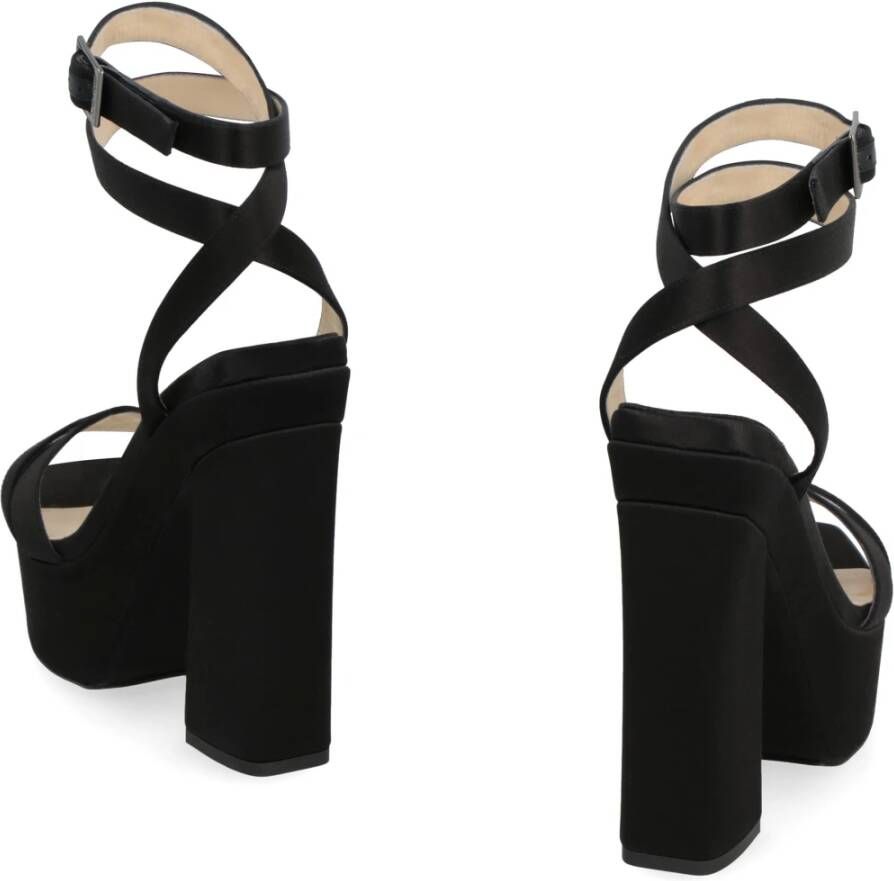 Jimmy Choo Satijnen sandalen met verstelbare enkelband Black Dames