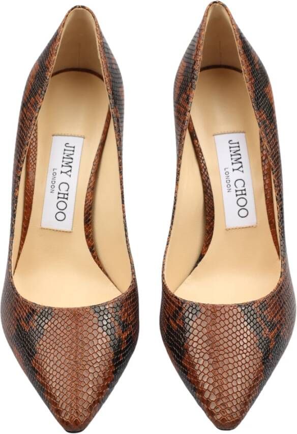 Jimmy Choo Slangenprint leren decolletes Brown Dames