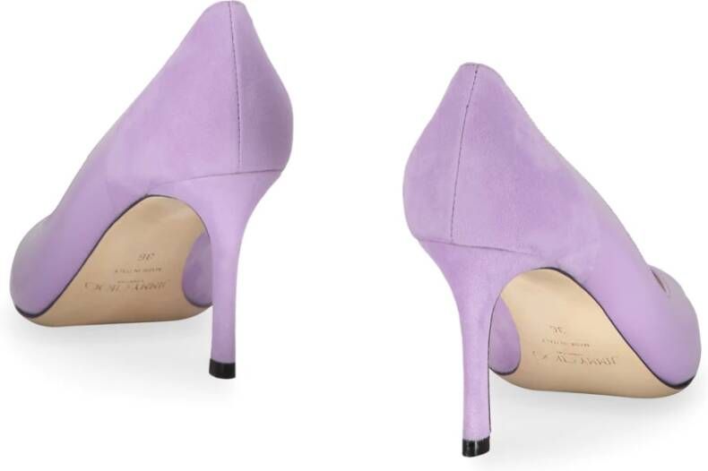 Jimmy Choo Suede Pointy-toe Pumps met Leren Inzetstukken Purple Dames