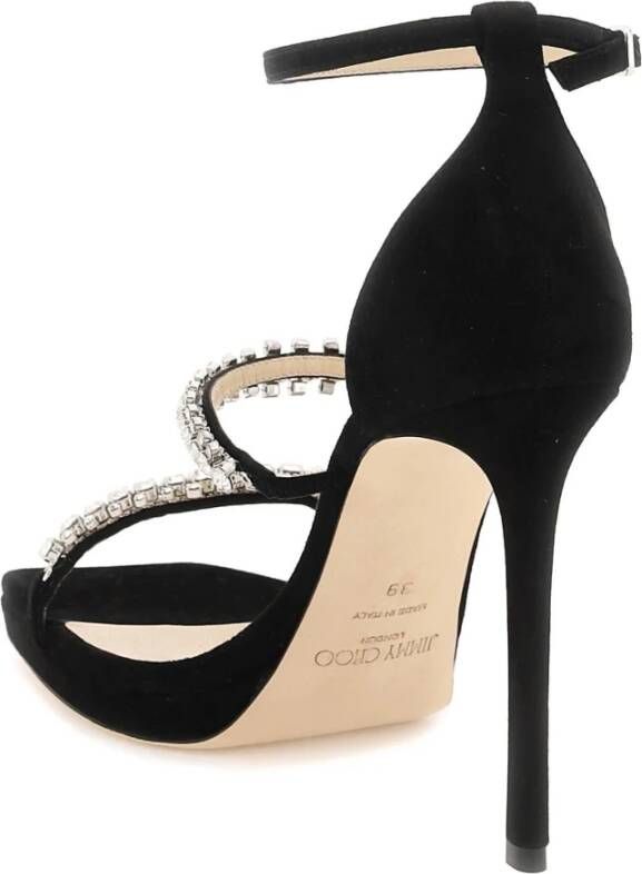 Jimmy Choo Suede Sandalen met Kristalversiering Black Dames