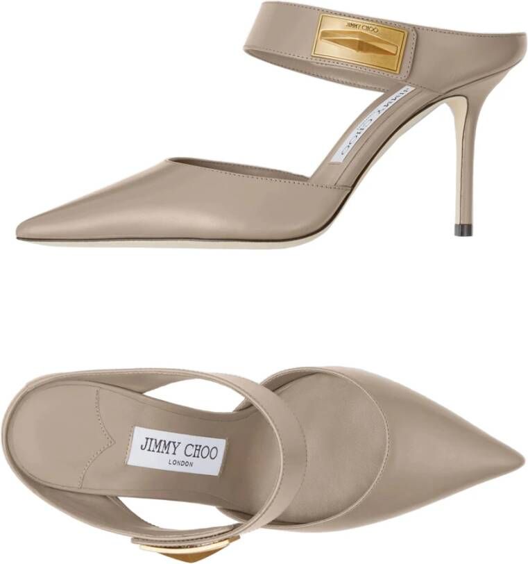 Jimmy Choo Taupe Nell Mule Decollete Schoenen Gray Dames