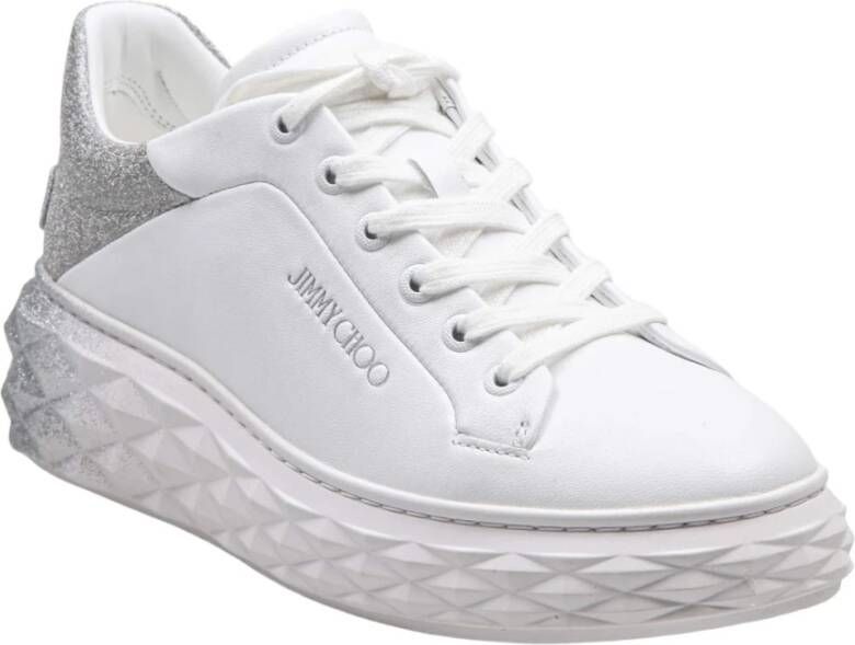 Jimmy Choo Witte Glitter Degrade Leren Sneakers White Dames