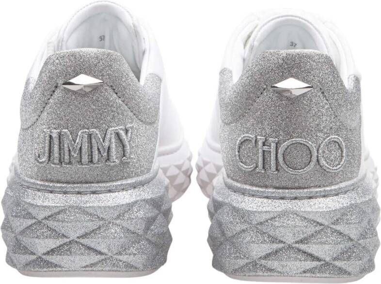 Jimmy Choo Witte Glitter Degrade Leren Sneakers White Dames