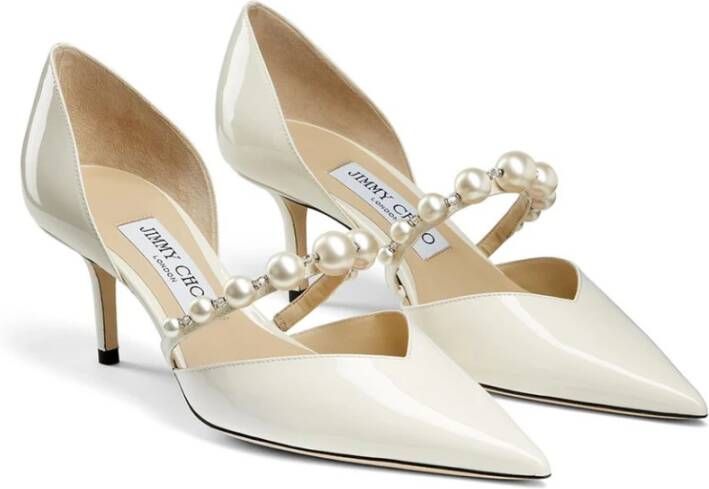 Jimmy Choo Witte hakpompen met pareldecoratie White Dames