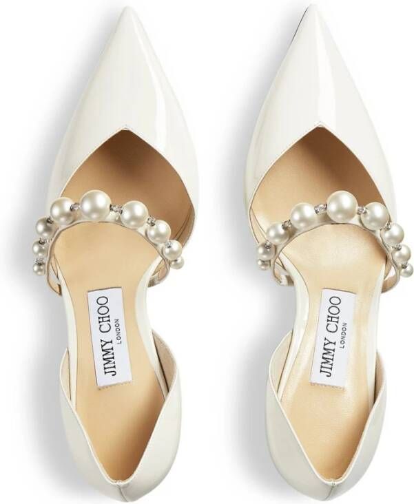 Jimmy Choo Witte hakpompen met pareldecoratie White Dames