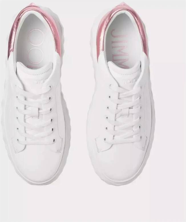 Jimmy Choo Witte leren sneakers met diamantmotief White Dames