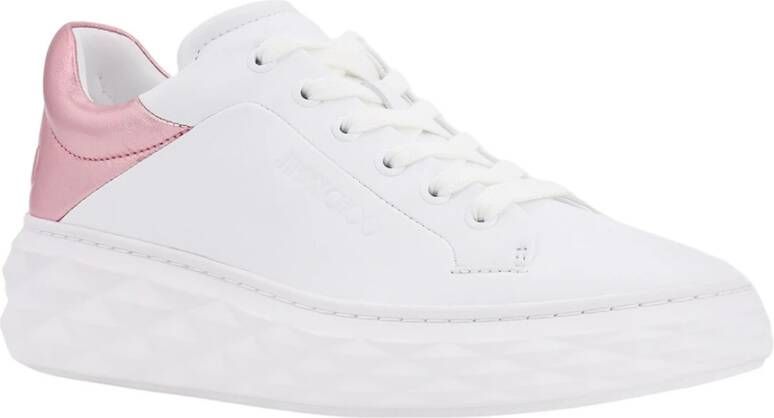 Jimmy Choo Witte Sneakers Veters Logo Leer White Dames