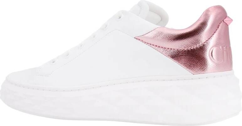 Jimmy Choo Witte Sneakers Veters Logo Leer White Dames