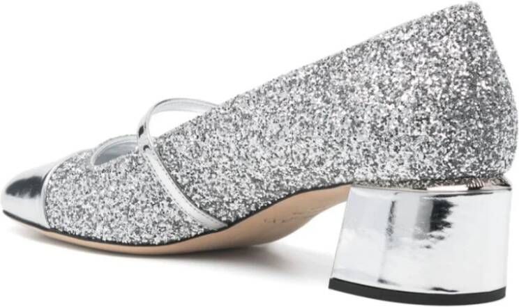 Jimmy Choo Zilver Glitter Platte Schoenen met Parel Detail Gray Dames