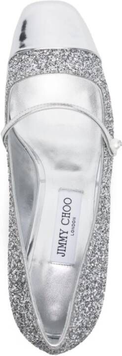 Jimmy Choo Zilver Glitter Platte Schoenen met Parel Detail Gray Dames