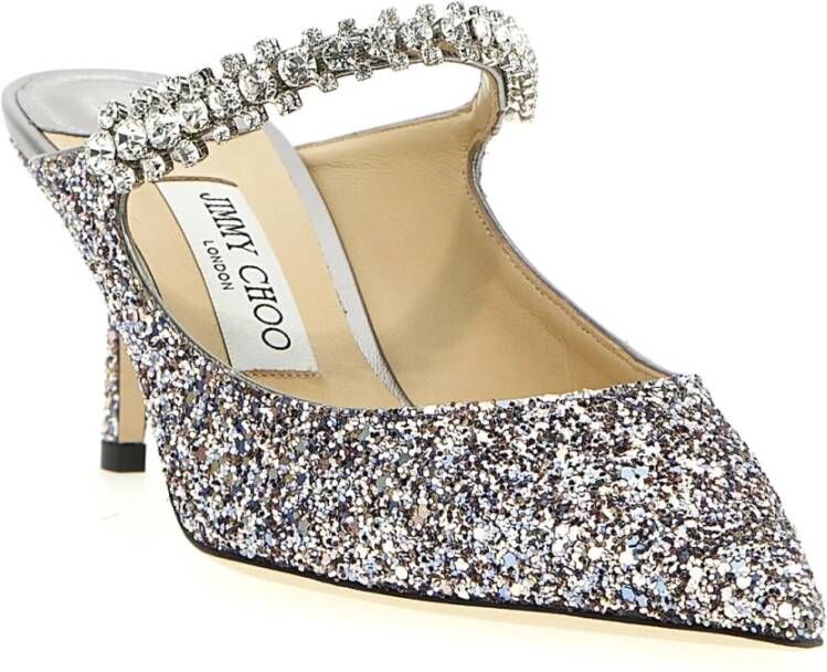 Jimmy Choo Zilveren Glitter Pumps Verhoog Stijl Gray Dames