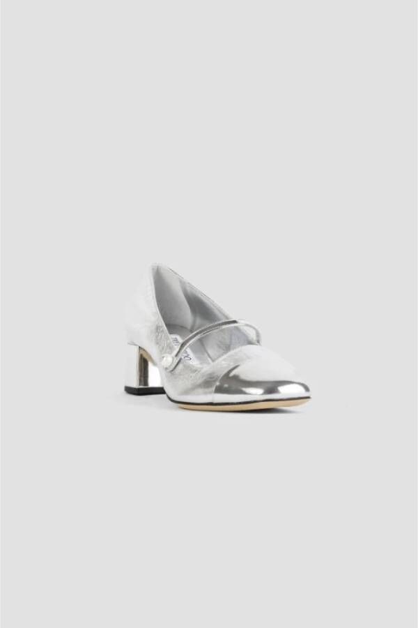 Jimmy Choo Zilveren Leren Pumps met Band Gray Dames