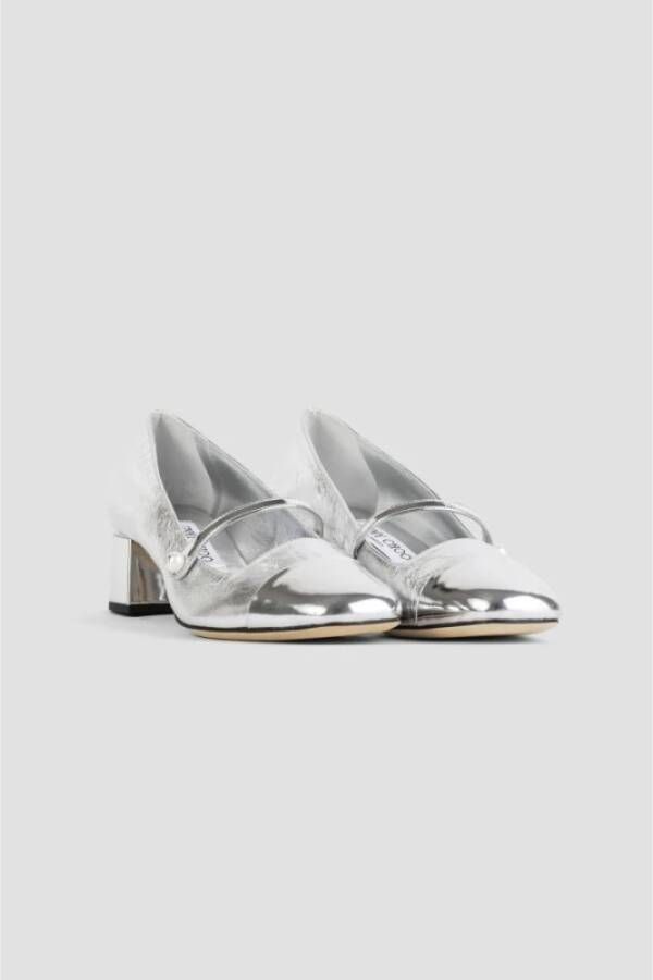 Jimmy Choo Zilveren Leren Pumps met Band Gray Dames