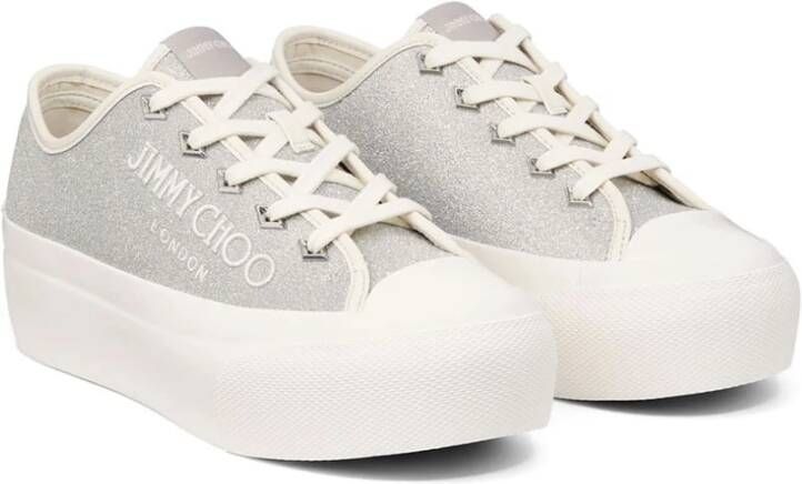 Jimmy Choo Zilveren Palm Sneakers Blue Dames