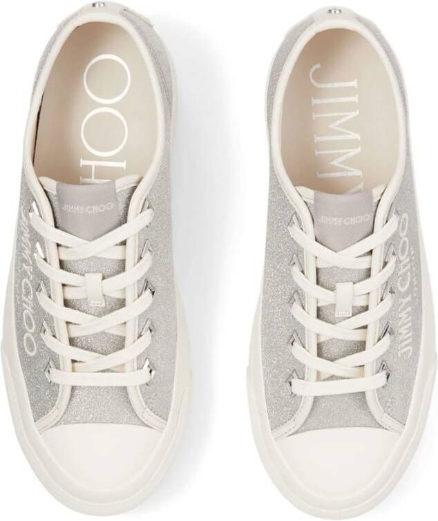 Jimmy Choo Zilveren Palm Sneakers Blue Dames