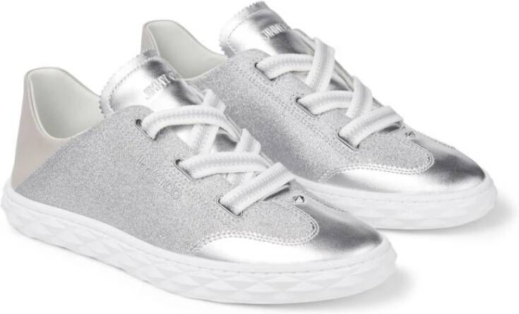 Jimmy Choo Zilveren Sneakers met Platte Rubberen Zool Gray Dames