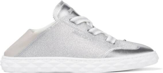 Jimmy Choo Zilveren Sneakers met Platte Rubberen Zool Gray Dames