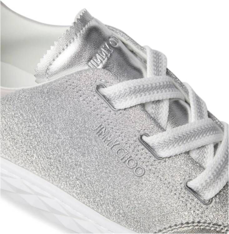 Jimmy Choo Zilveren Sneakers met Platte Rubberen Zool Gray Dames