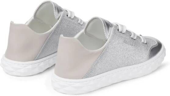 Jimmy Choo Zilveren Sneakers met Platte Rubberen Zool Gray Dames