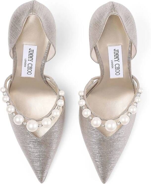 Jimmy Choo Zilverkleurige pumps met hak en pareldetails Pink Dames