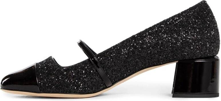 Jimmy Choo Zwarte Glitter Blokhak Sandaal Black Dames