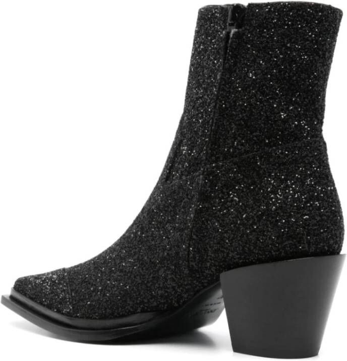 Jimmy Choo Zwarte Glitter Western Stijl Laarzen Black Dames