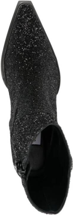 Jimmy Choo Zwarte Glitter Western Stijl Laarzen Black Dames