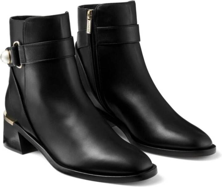 Jimmy Choo Zwarte Kalfsleren Band Teen Booties Black Dames