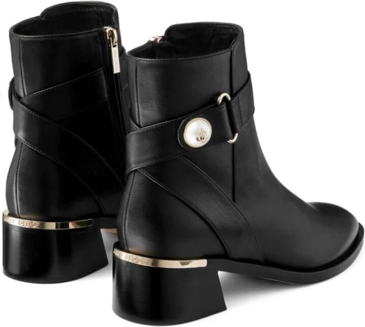 Jimmy Choo Zwarte Kalfsleren Band Teen Booties Black Dames