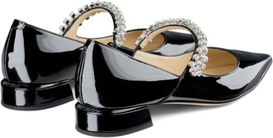 Jimmy Choo Zwarte Kristalversierde Platte Schoenen Black Dames