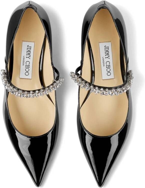 Jimmy Choo Zwarte Kristalversierde Platte Schoenen Black Dames