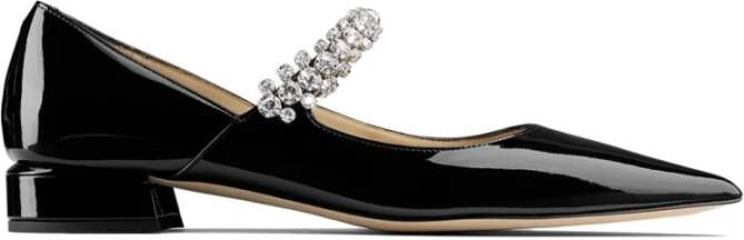 Jimmy Choo Zwarte Kristalversierde Platte Schoenen Black Dames