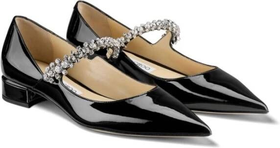 Jimmy Choo Zwarte Kristalversierde Platte Schoenen Black Dames