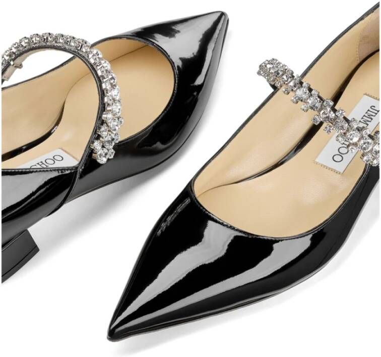 Jimmy Choo Zwarte Kristalversierde Platte Schoenen Black Dames