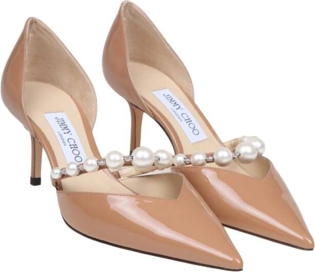 Jimmy Choo Zwarte Lakleren Decolletè Pumps Beige Dames